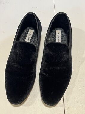 Steve Madden Black Velvet Slip-On Loafers for Men